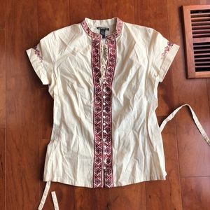 NWT LUCKY BRAND JEANS SHORT SLEEVE BLOUSE, SIZE M